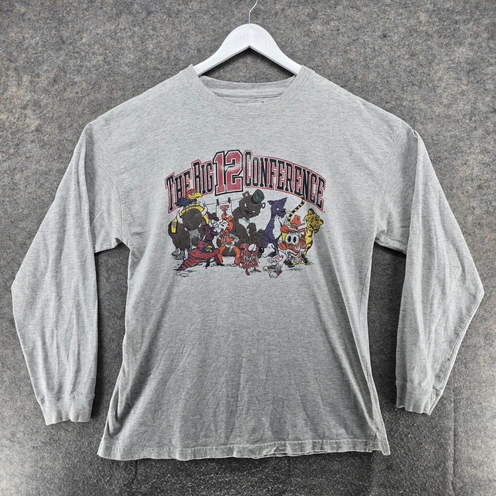 Vintage Time Out Big 12 Conference Long Sleeve T Shirt Mens XL Gray Mascots